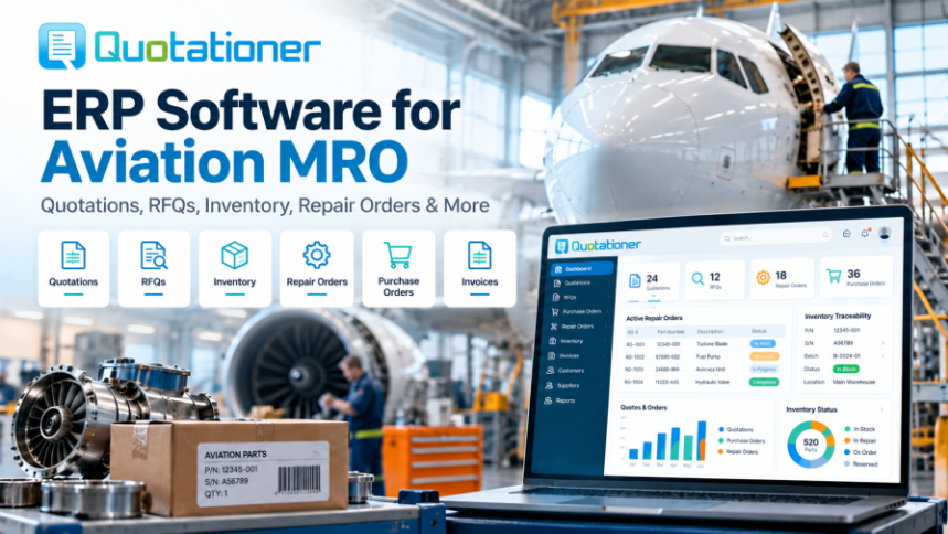 Quotationer ERP software for aviation MRO and parts distribution